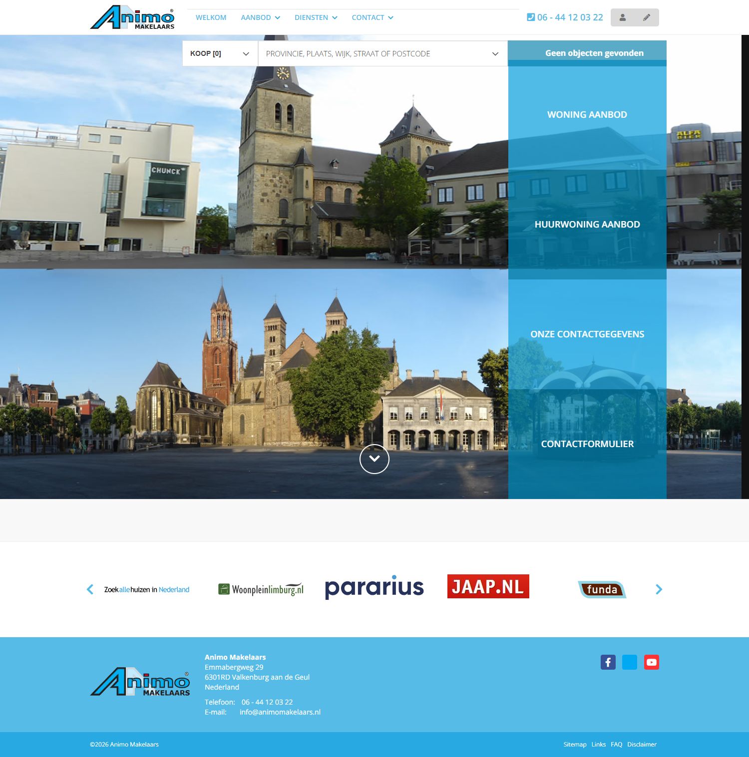 Screenshot van de website van www.animomakelaars.nl