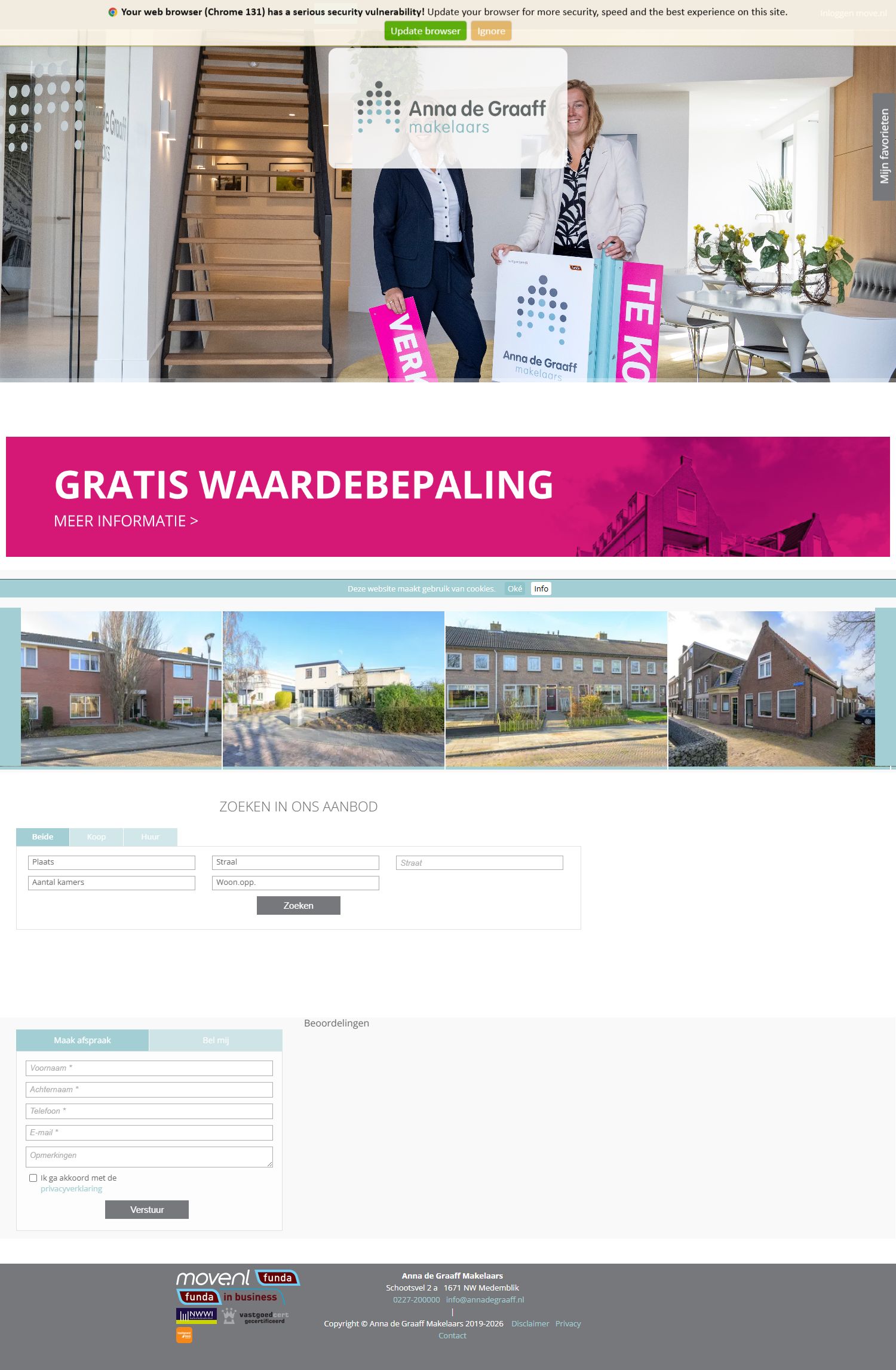 Screenshot van de website van www.annadegraaff.nl