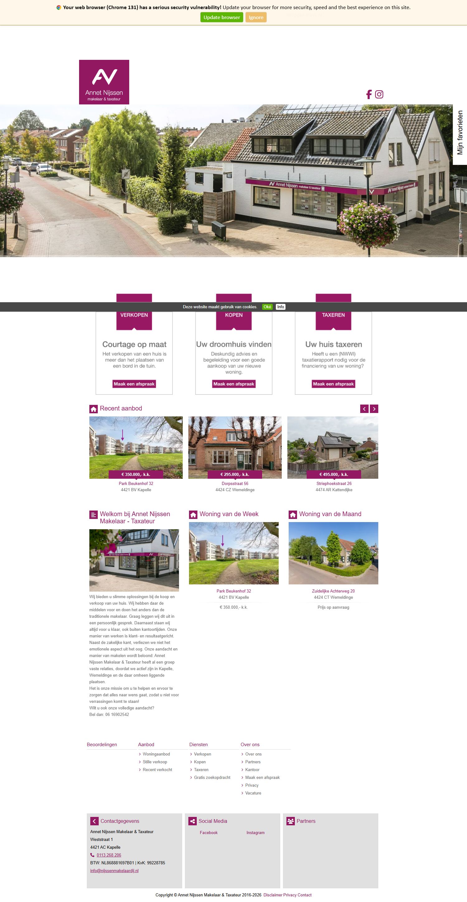 Screenshot van de website van www.nijssenmakelaardij.nl