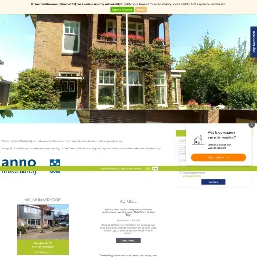 Screenshot of the website of www.annomakelaardij.nl