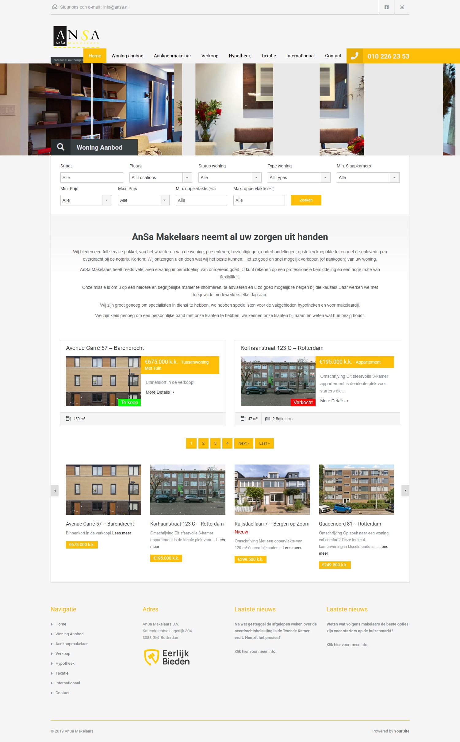 Screenshot van de website van www.ansa.nl