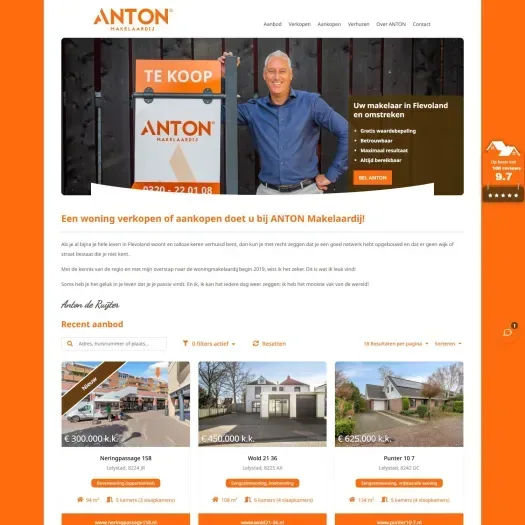 Capture d'écran du site web de www.antonmakelaardij.nl