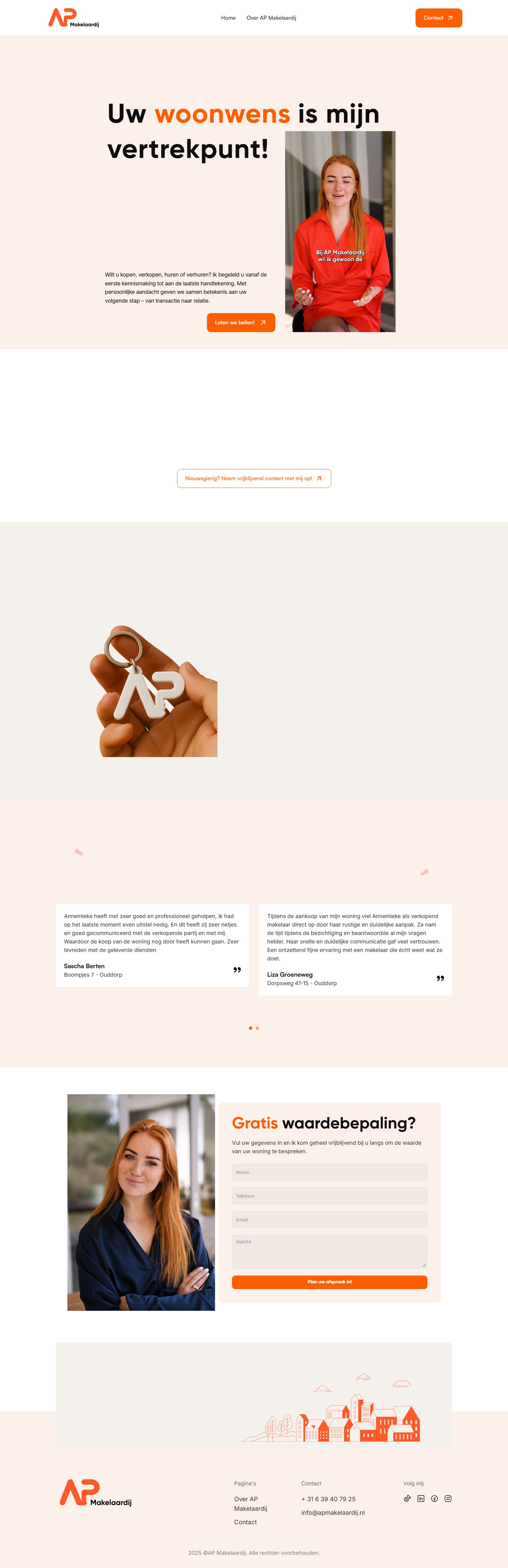 Screenshot van de website van www.apmakelaardij.nl