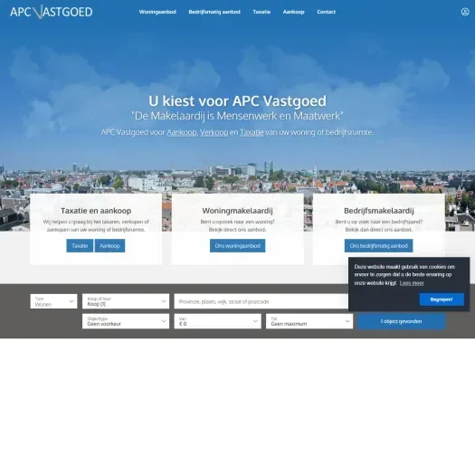 Screenshot der Website von www.apcvastgoed.nl