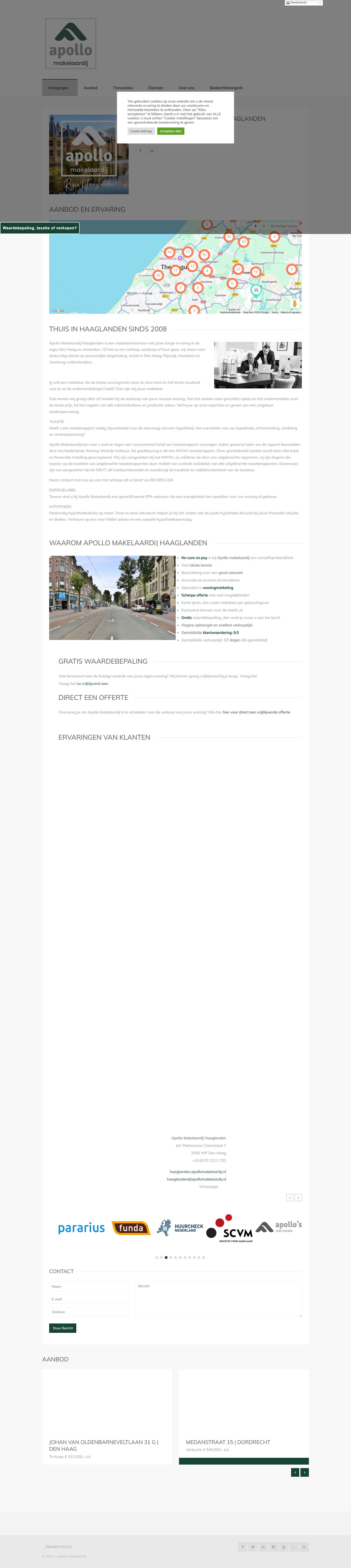 Screenshot van de website van haaglanden.apollomakelaardij.nl