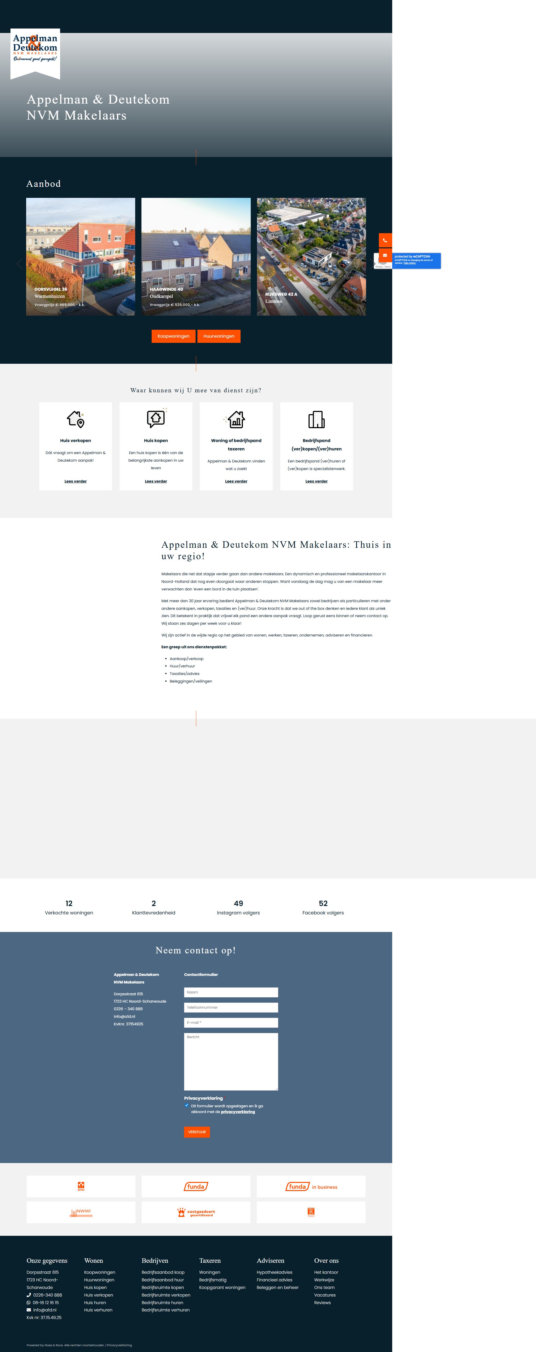 Screenshot van de website van www.a1d.nl