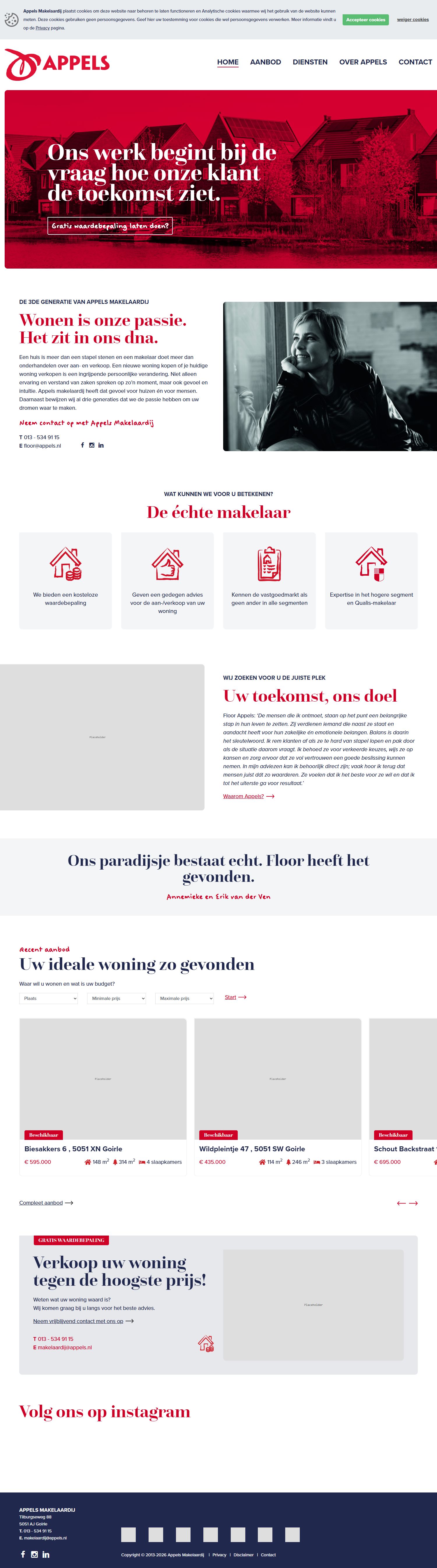 Screenshot van de website van www.appels.nl