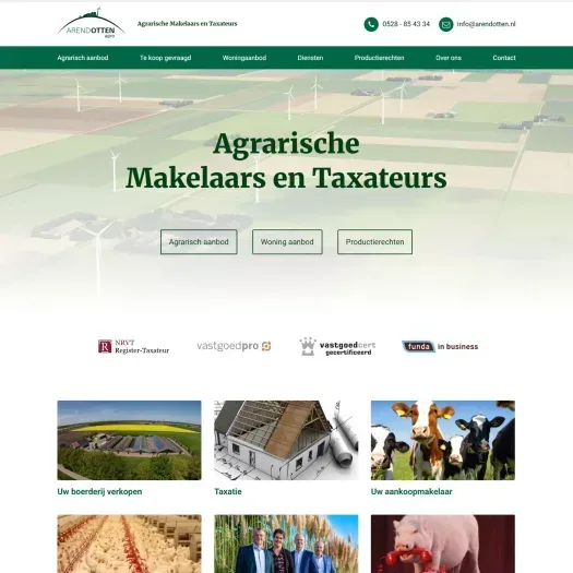 Screenshot of the website of www.arendotten.nl