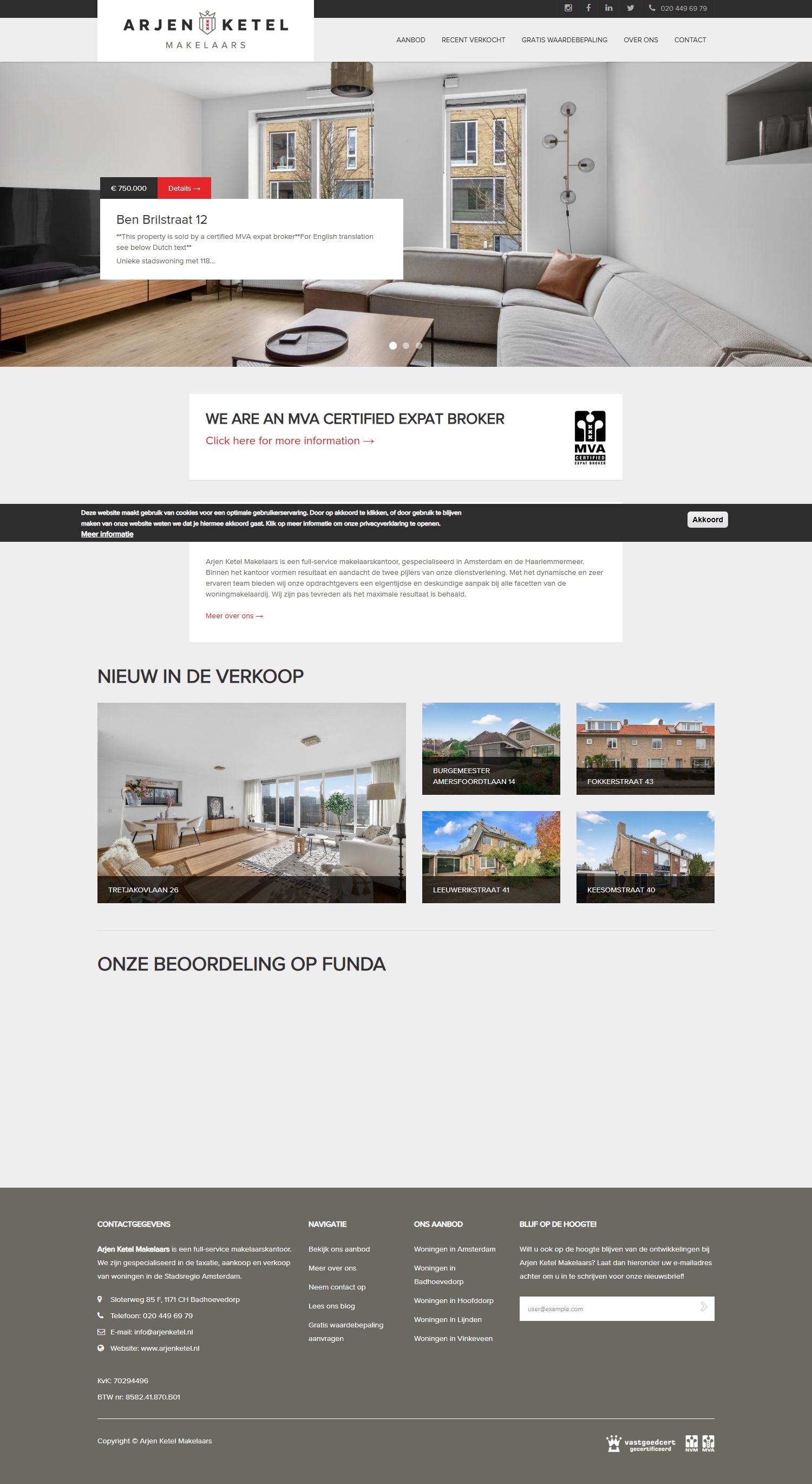 Screenshot van de website van www.arjenketel.nl