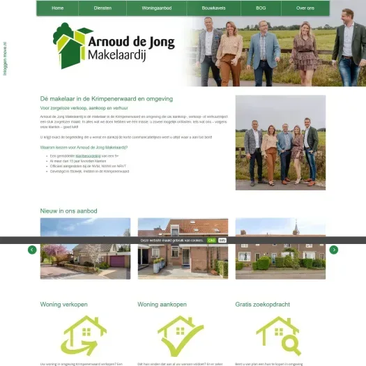 Screenshot van de website van www.arnouddejongmakelaardij.nl
