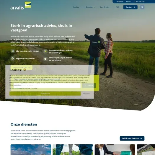 Screenshot van de website van www.arvalis.nl