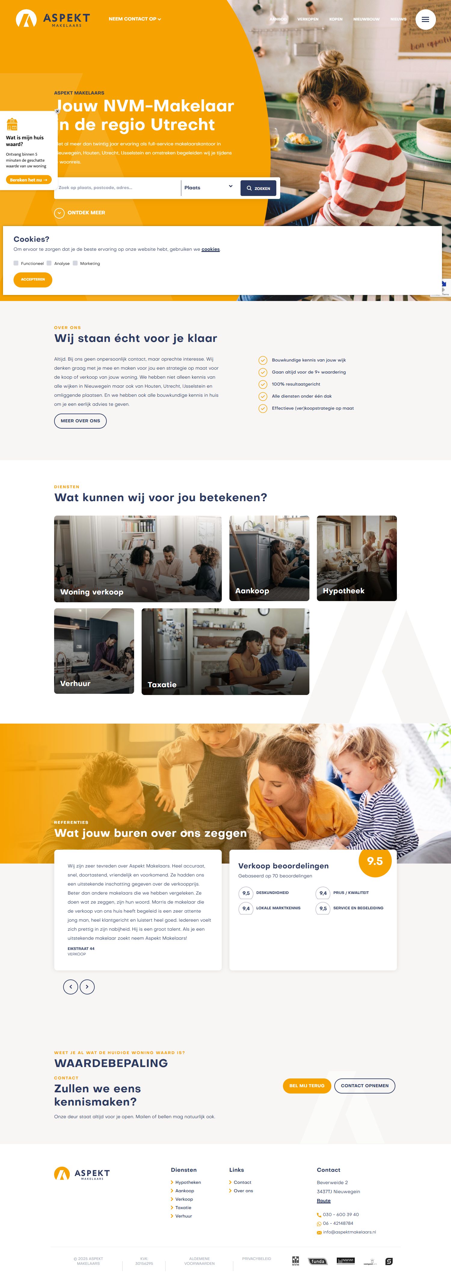 Screenshot van de website van www.aspektmakelaars.nl