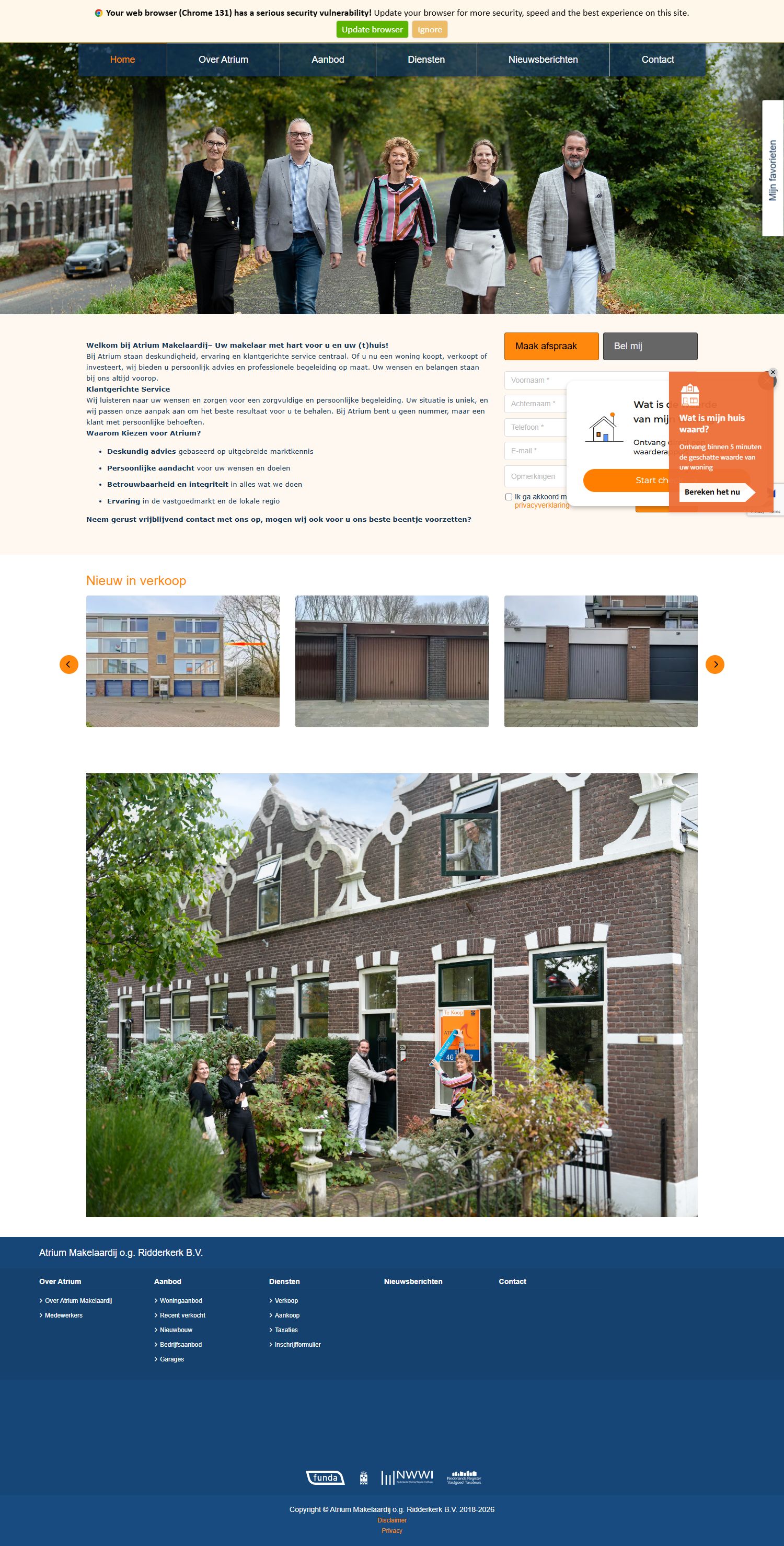 Screenshot van de website van www.atrium-makelaardij.nl