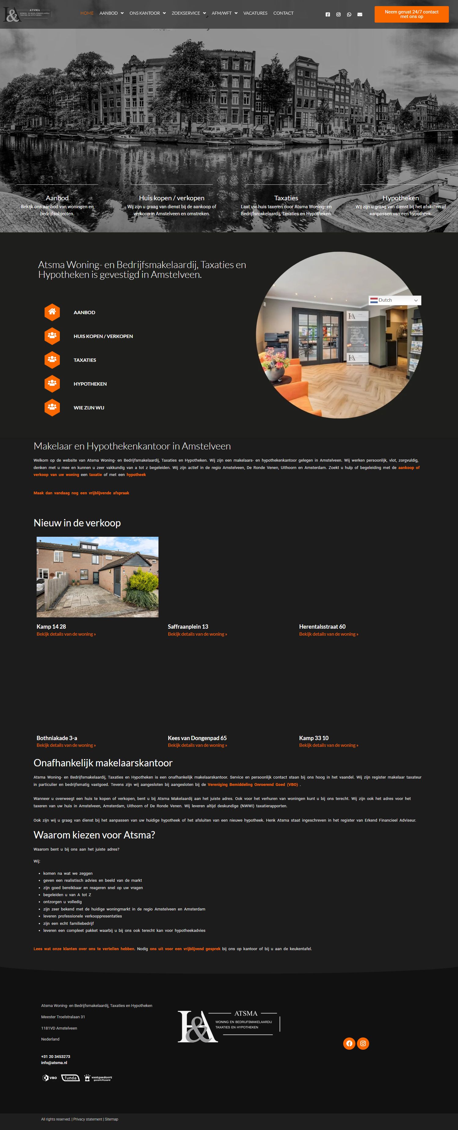 Screenshot van de website van www.atsma.nl