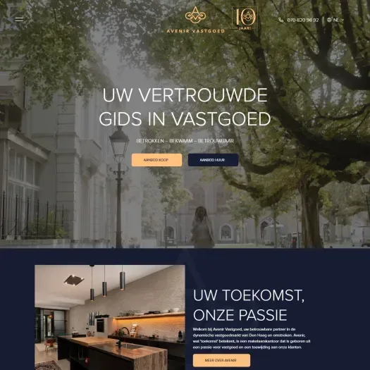 Screenshot van de website van www.avenirvastgoed.com