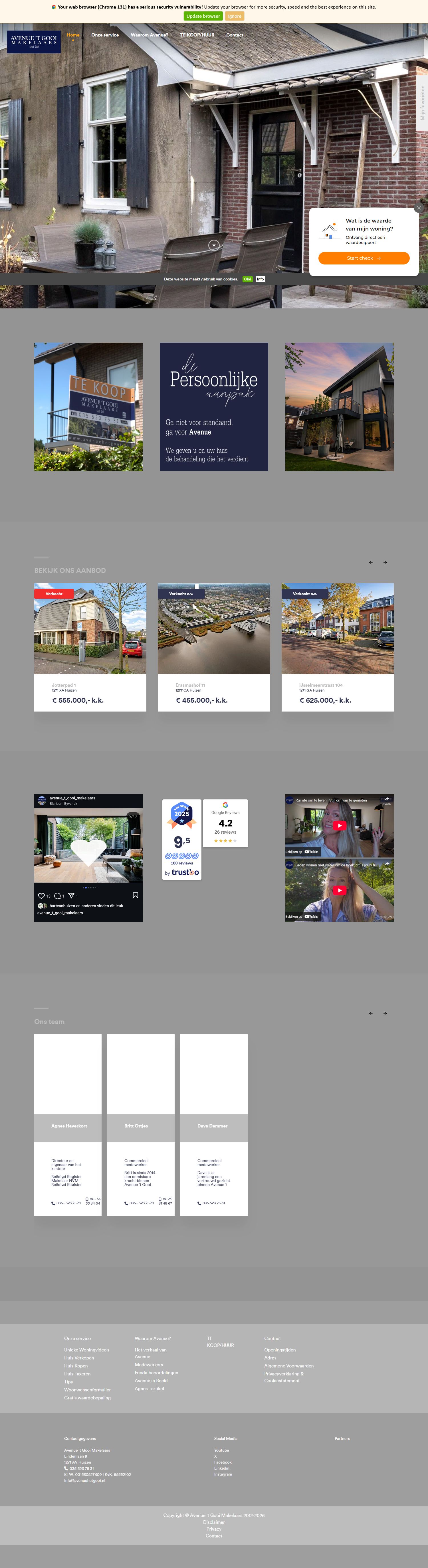 Screenshot van de website van www.avenuehetgooi.nl