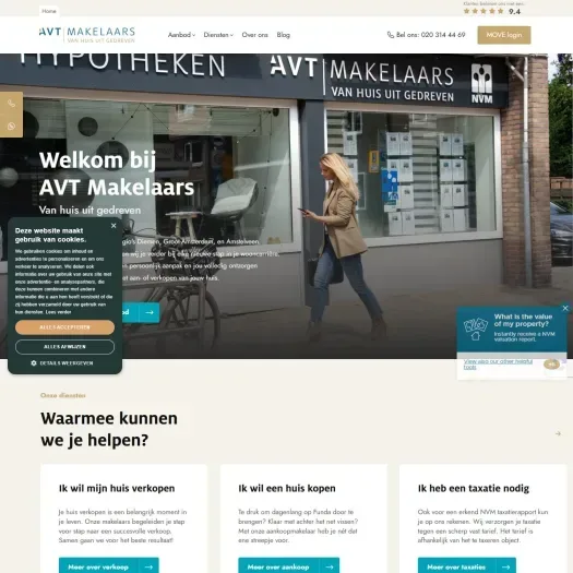 Screenshot van de website van www.avtmakelaars.nl