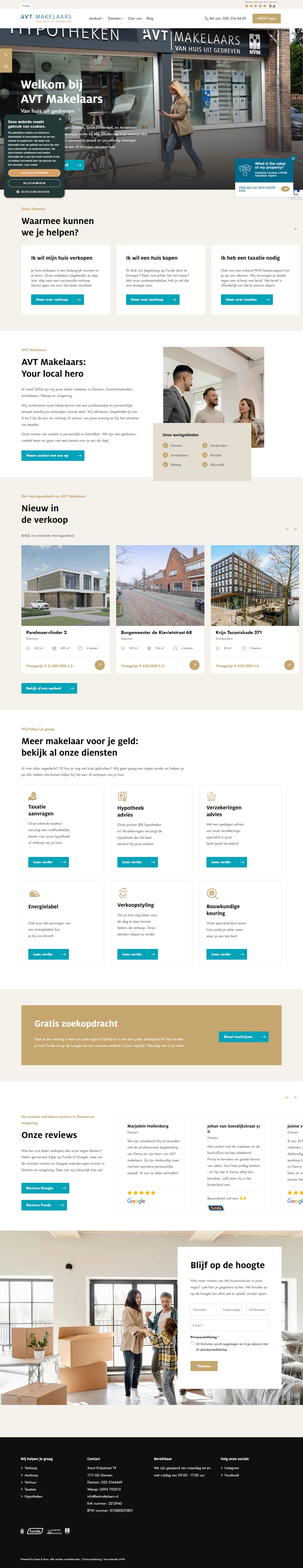 Screenshot van de website van www.avtmakelaars.nl