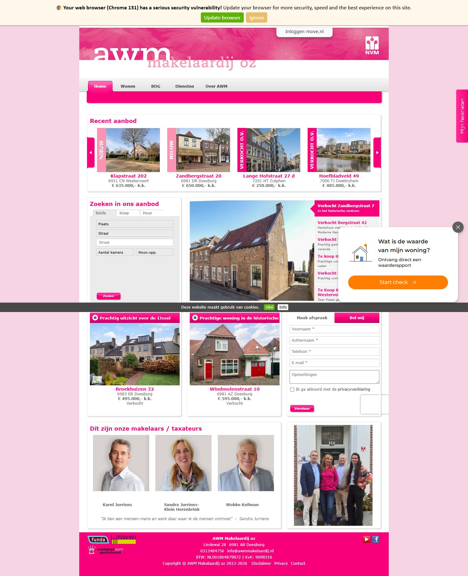 Screenshot van de website van www.awmmakelaardij.nl
