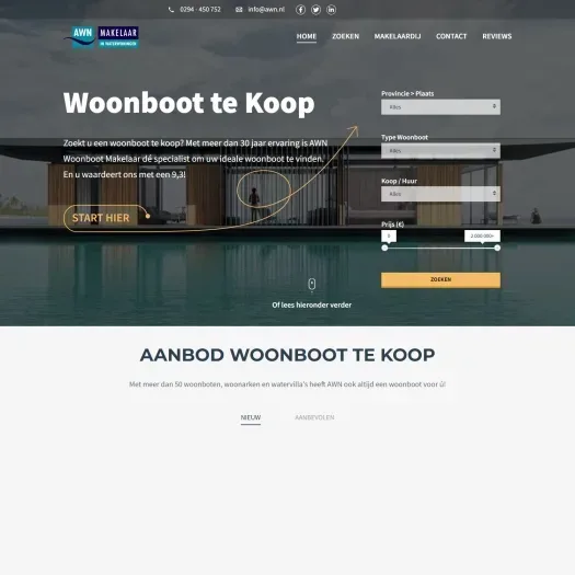 Screenshot of the website of www.awn.nl