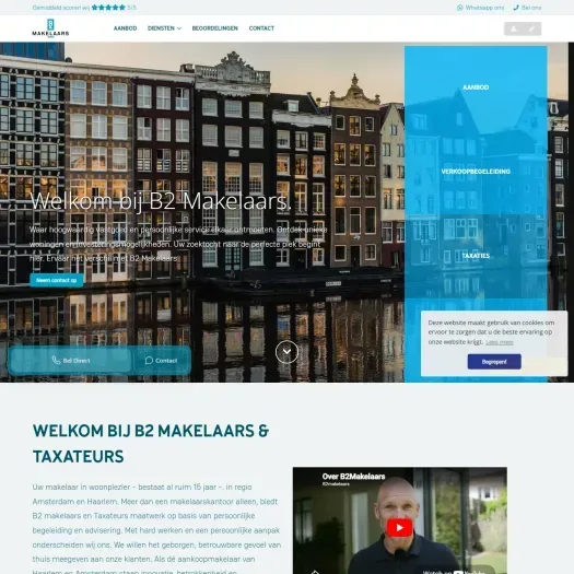 Screenshot of the website of www.b2makelaars.nl