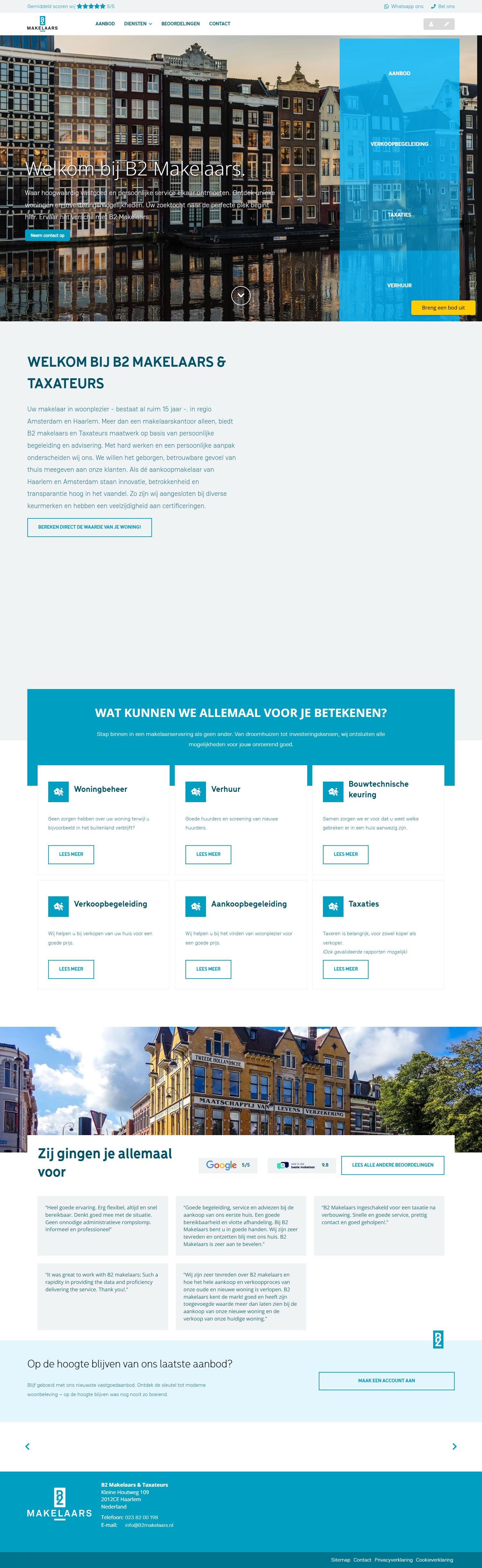 Screenshot van de website van www.b2makelaars.nl