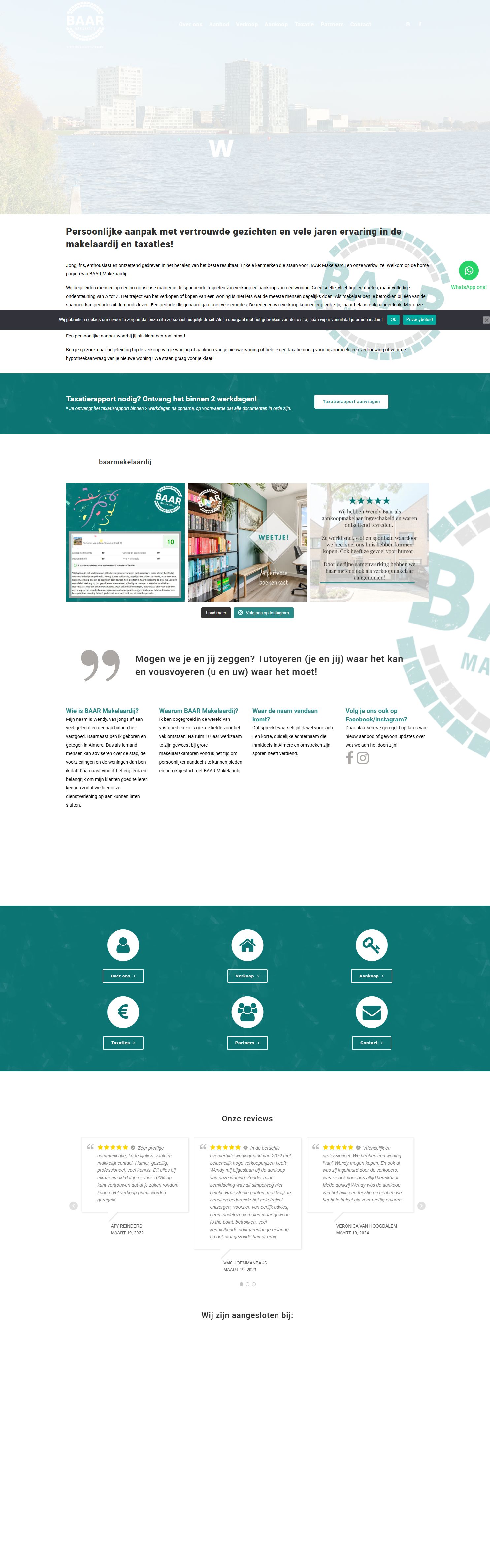 Screenshot van de website van www.baarmakelaardij.nl