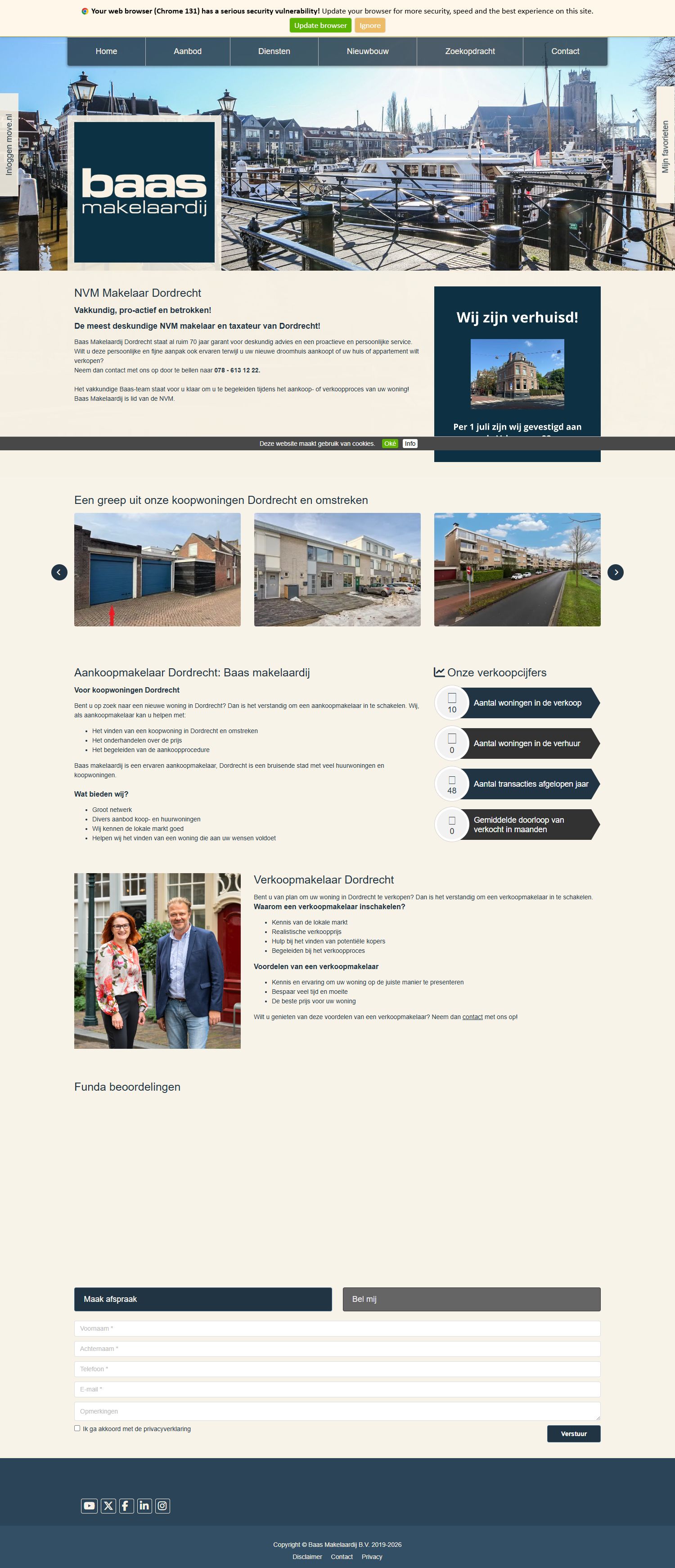 Screenshot van de website van www.baasmakelaardij.nl