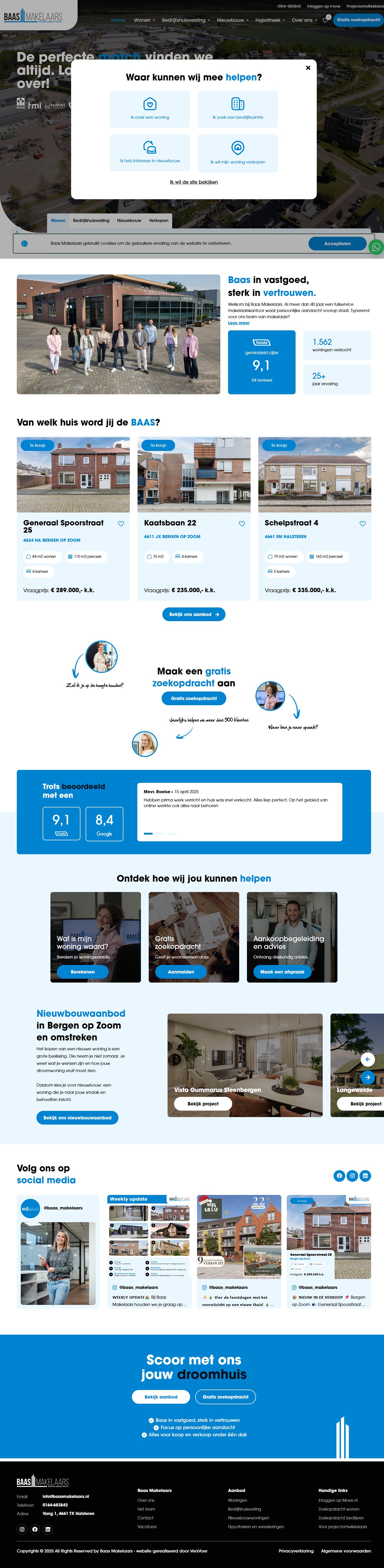 Screenshot van de website van www.baasmakelaars.nl