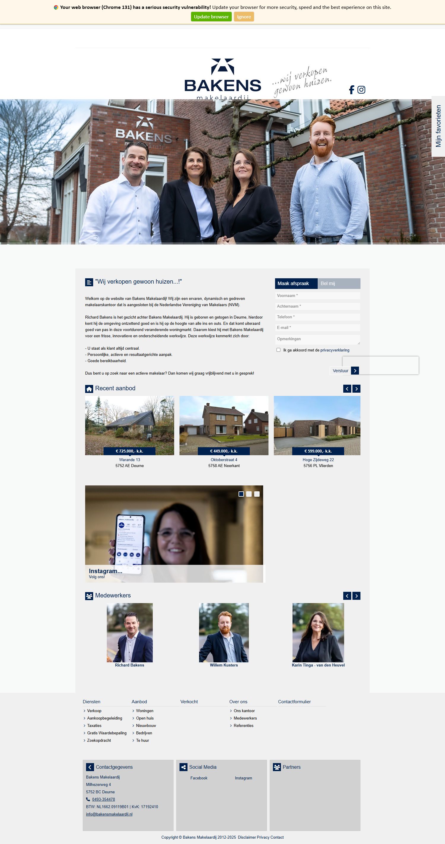 Screenshot van de website van www.bakensmakelaardij.nl