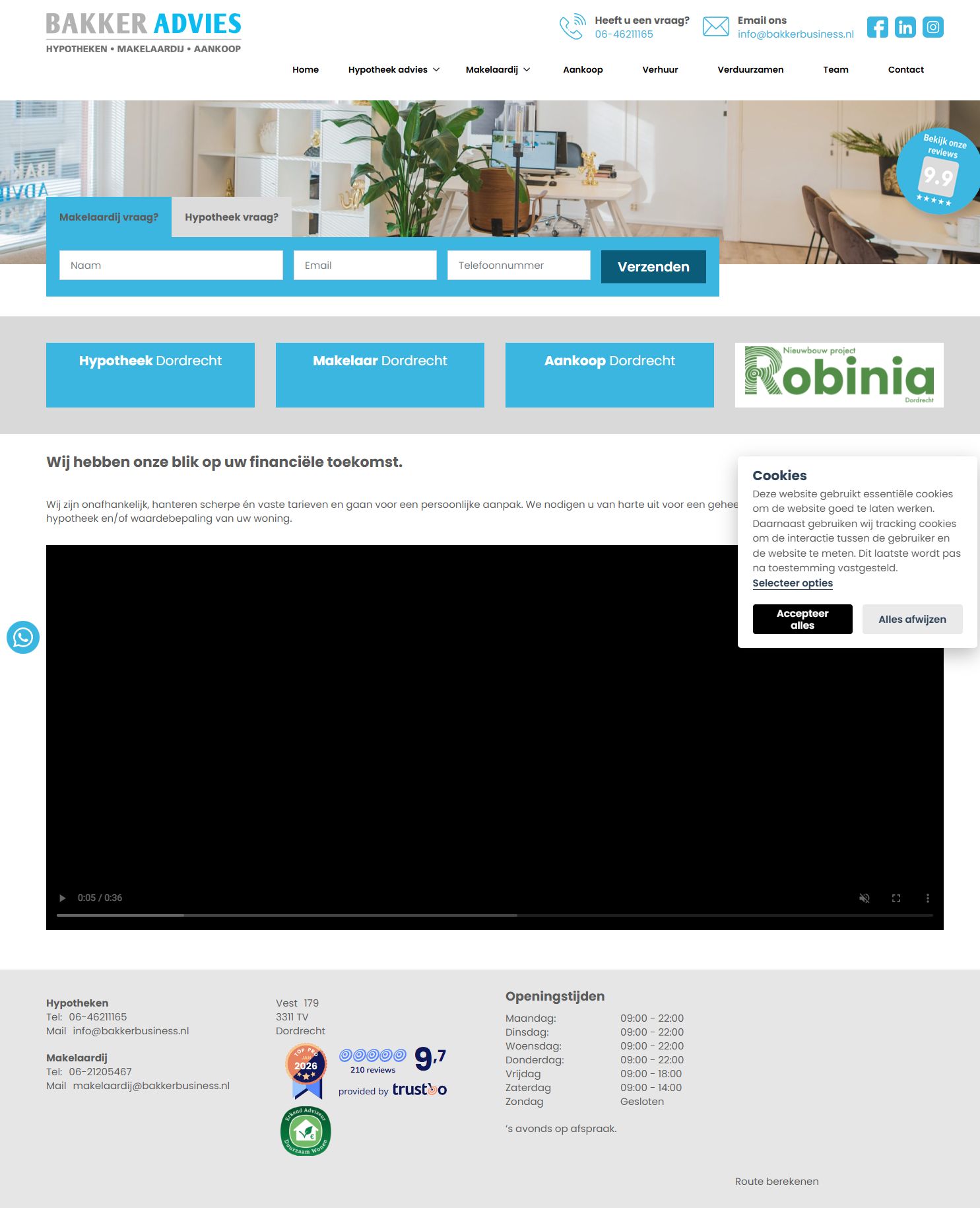 Screenshot van de website van www.bakkerbusiness.nl