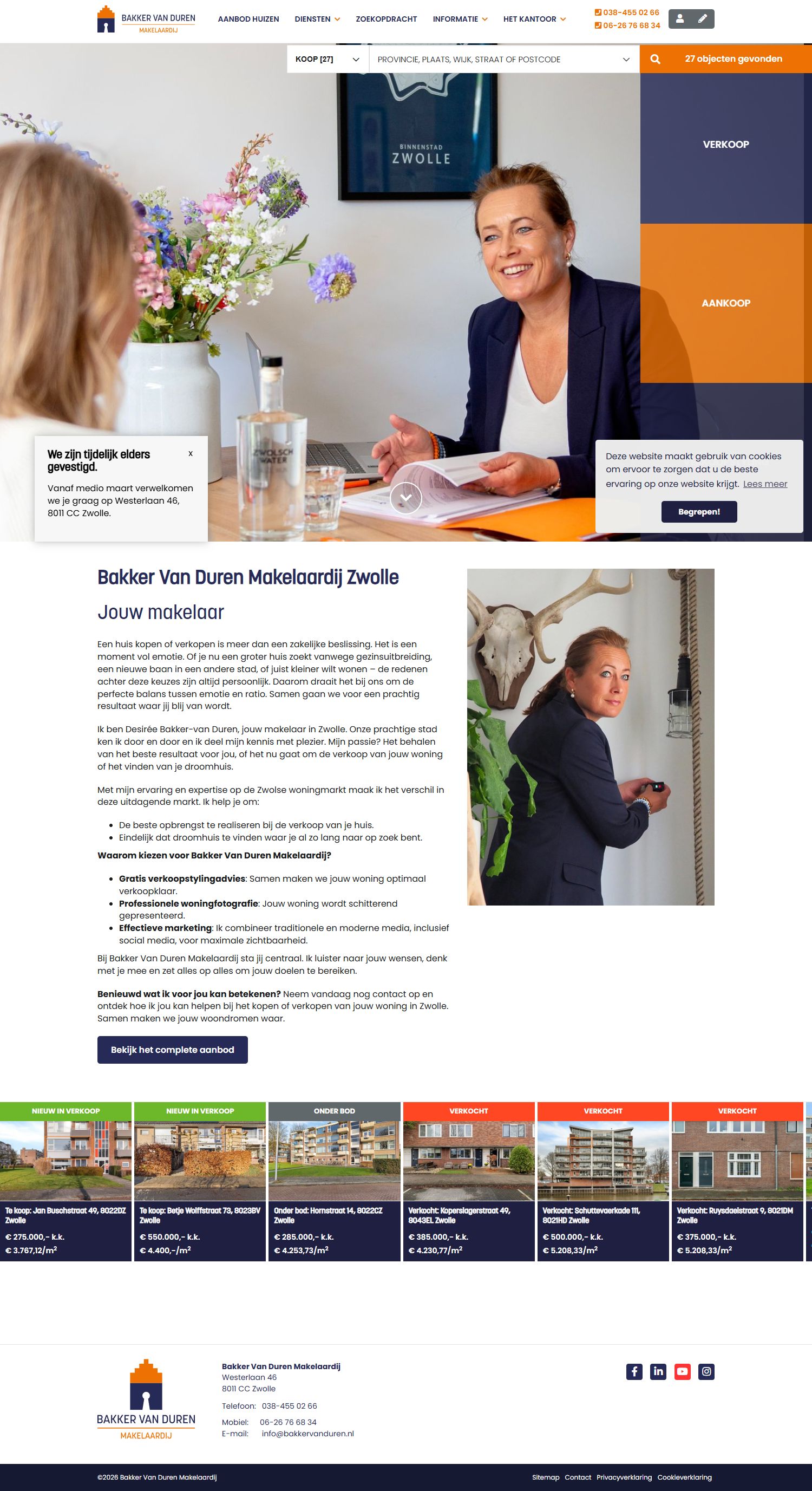 Screenshot van de website van bakkervanduren.nl