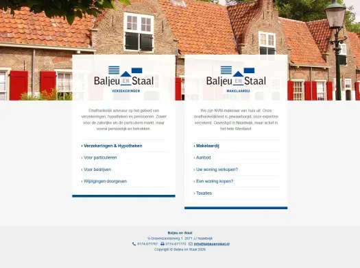 Screenshot van de website van www.baljeuenstaal.nl