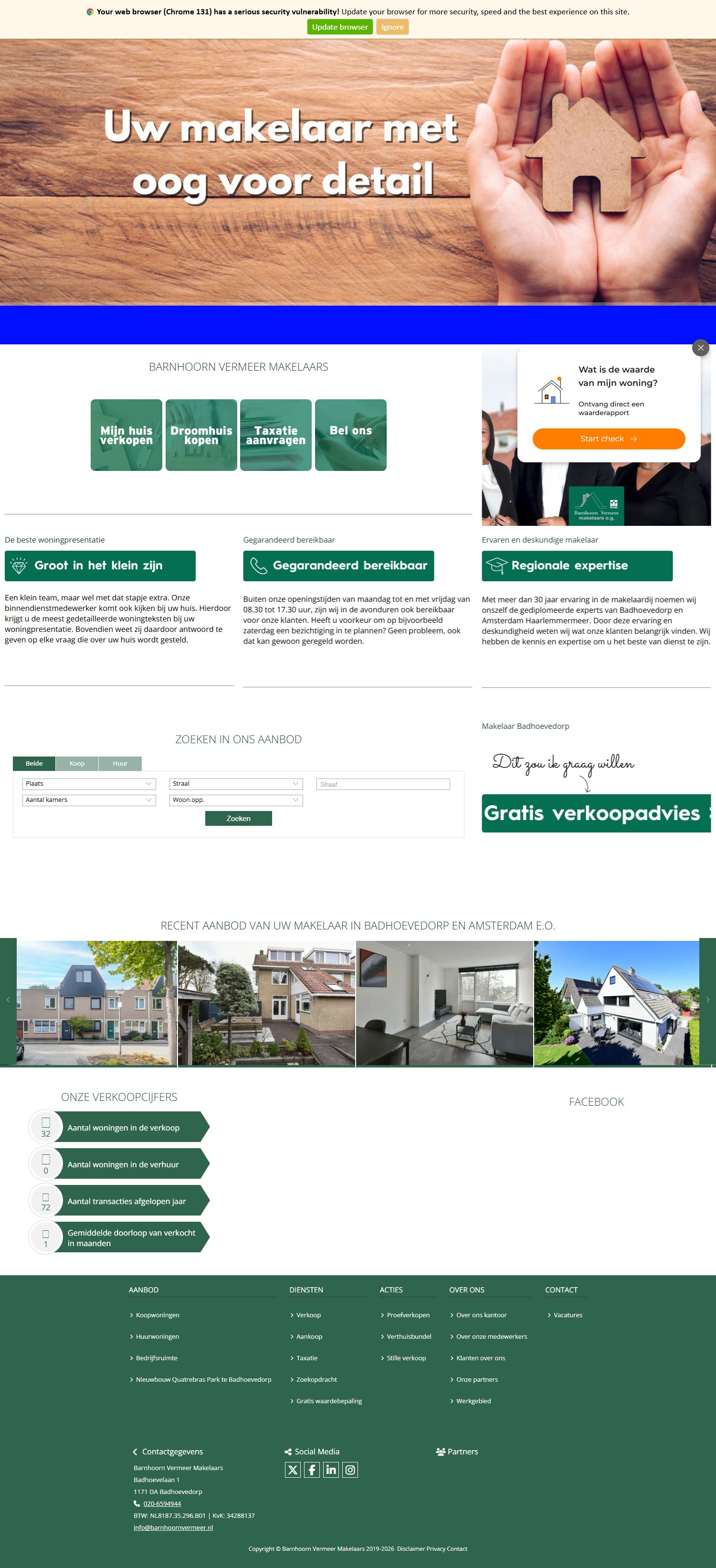 Screenshot van de website van www.barnhoornvermeer.nl