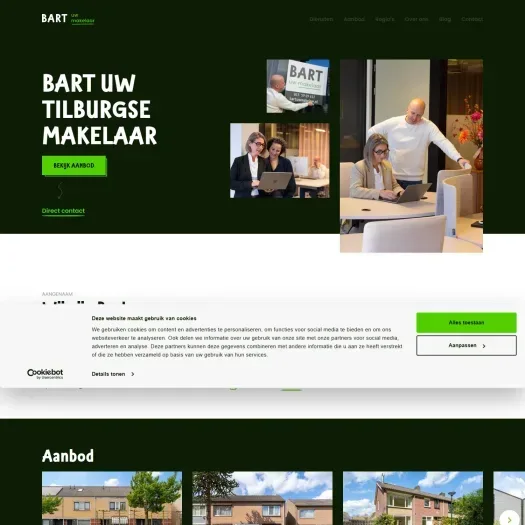 Screenshot van de website van www.bartuwmakelaar.nl