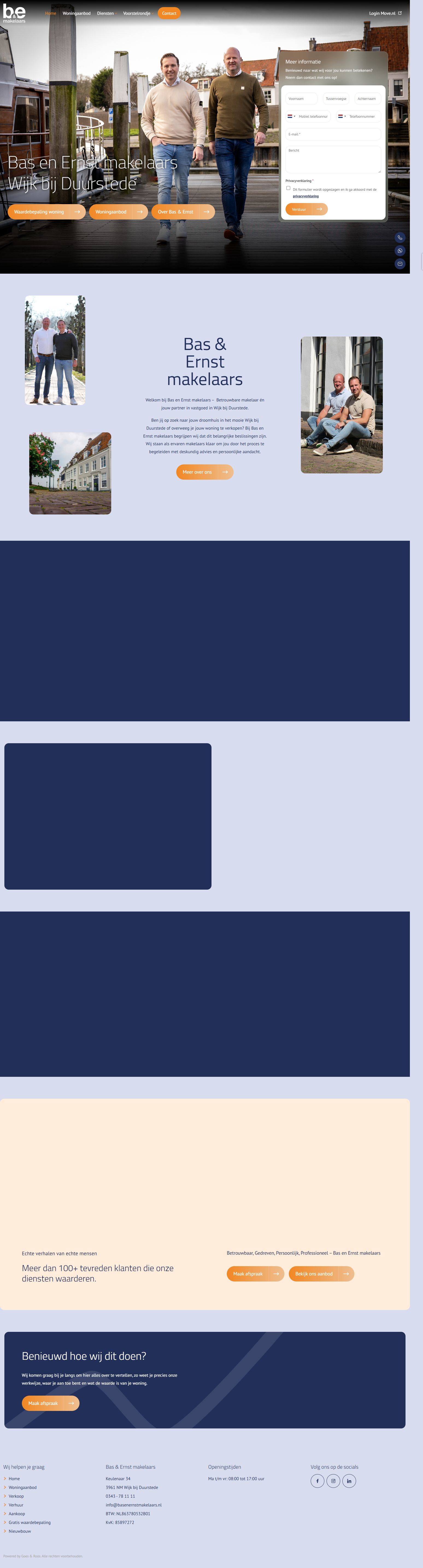 Screenshot van de website van www.basenernstmakelaars.nl