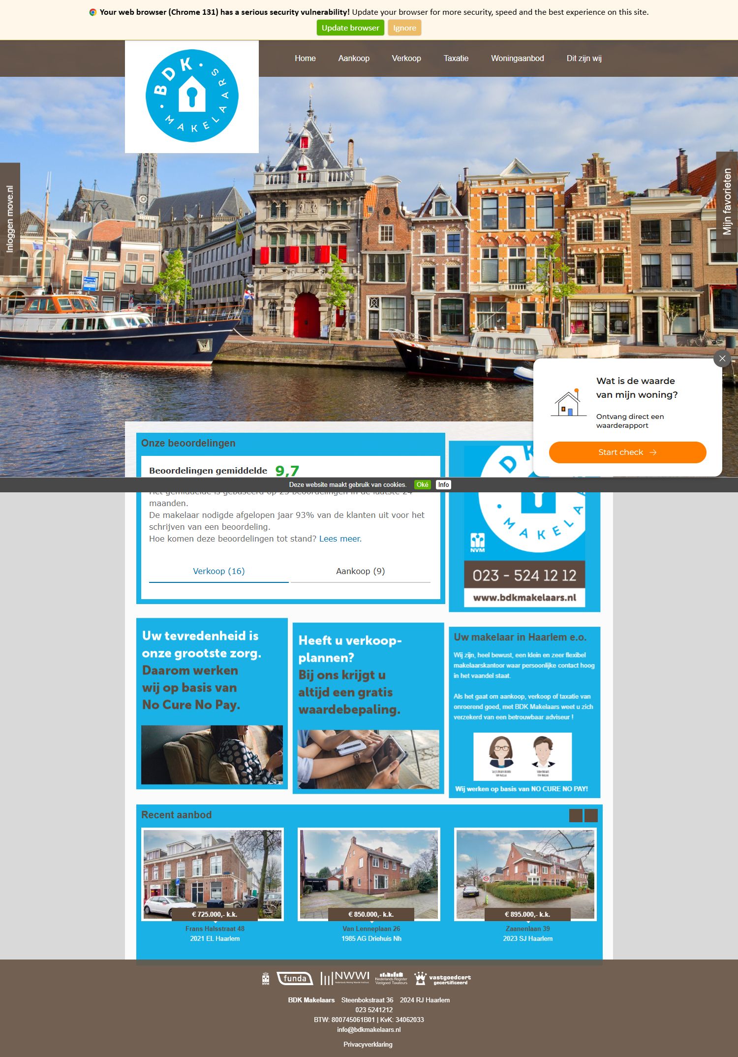 Screenshot van de website van www.bdkmakelaars.nl