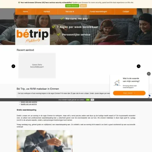 Screenshot of the website of www.trip-wonen.nl