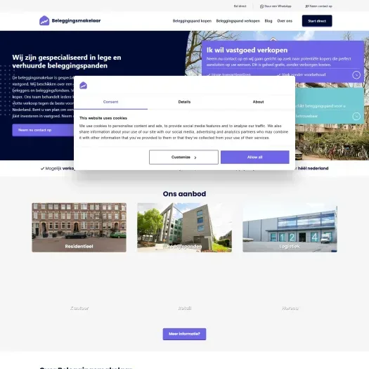 Screenshot van de website van www.beleggingsmakelaar.nl