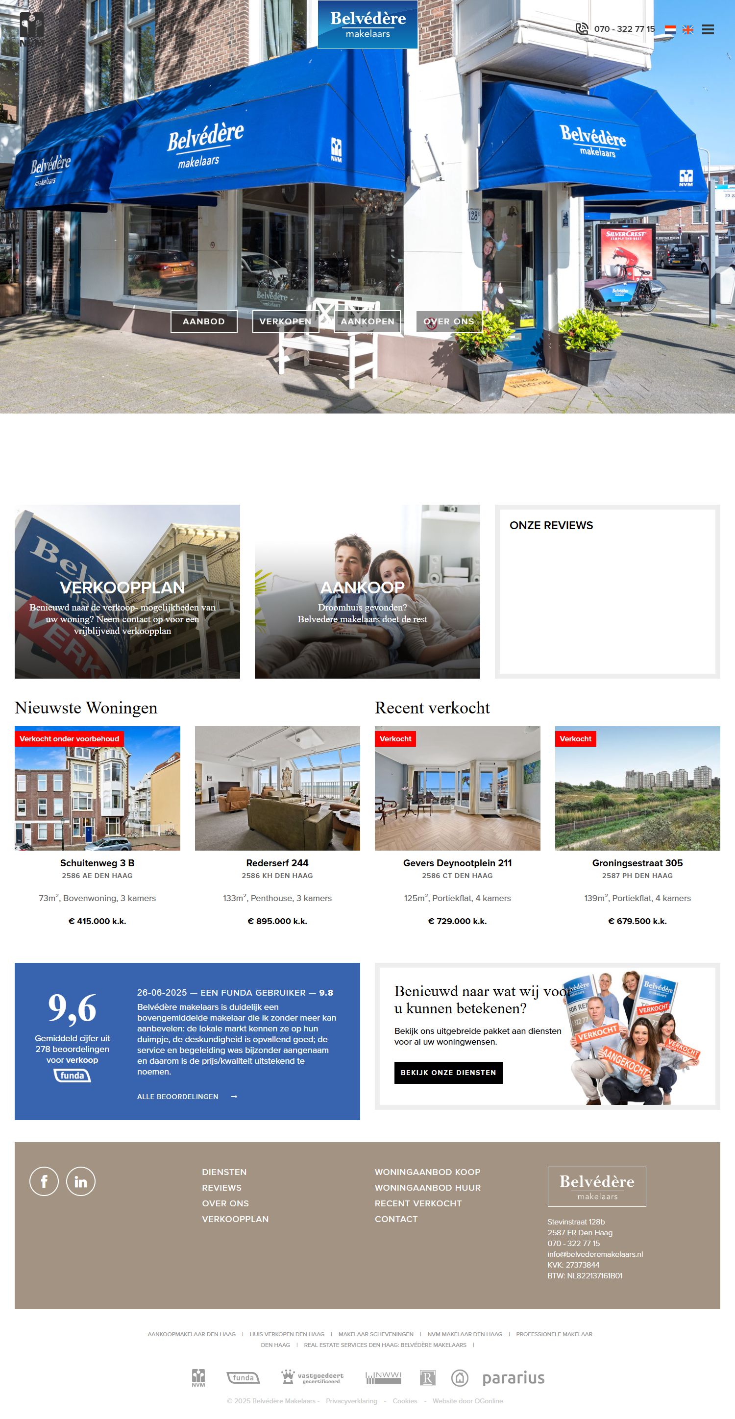 Screenshot van de website van www.belvederemakelaars.nl