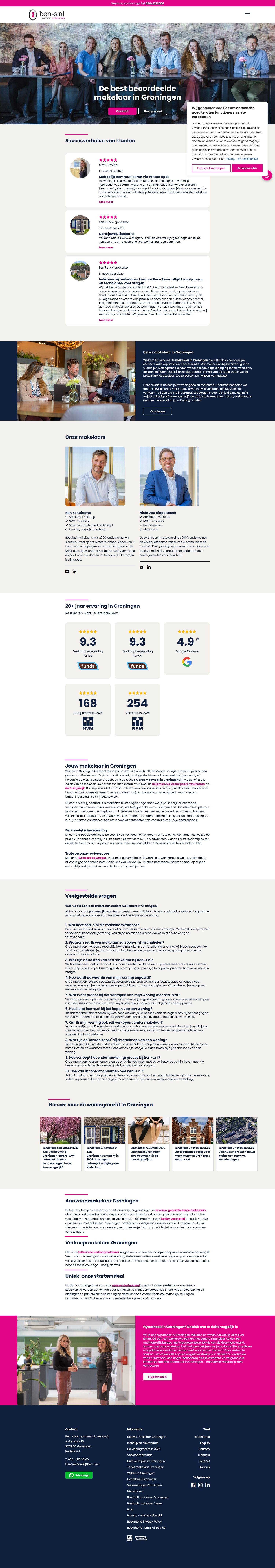 Screenshot van de website van www.ben-s.nl