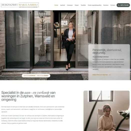Screenshot van de website van www.berghorstmakelaardij.nl