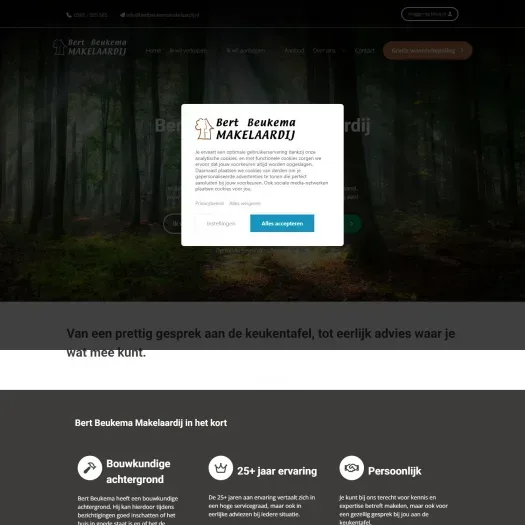Screenshot van de website van www.bertbeukemamakelaardij.nl