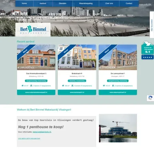 Screenshot of the website of www.bertbimmel.nl