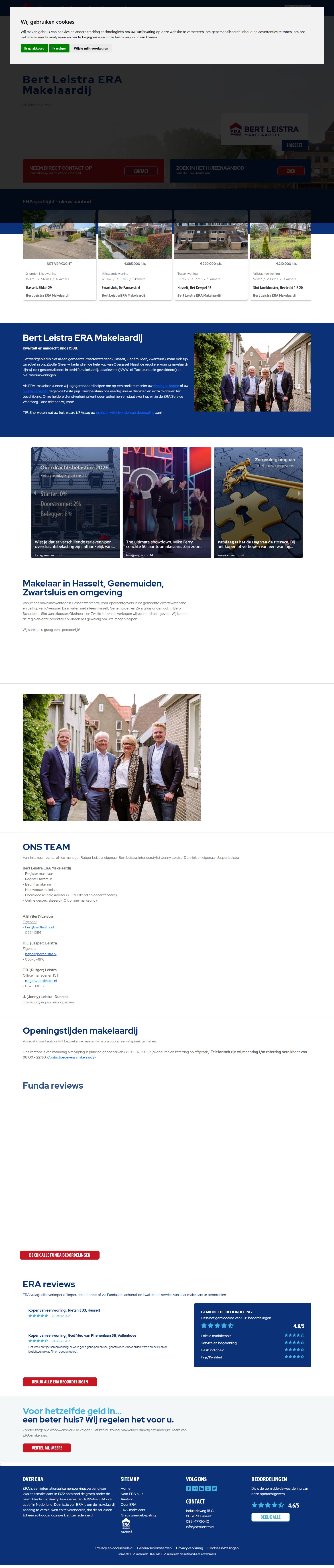 Screenshot van de website van www.bertleistra.nl