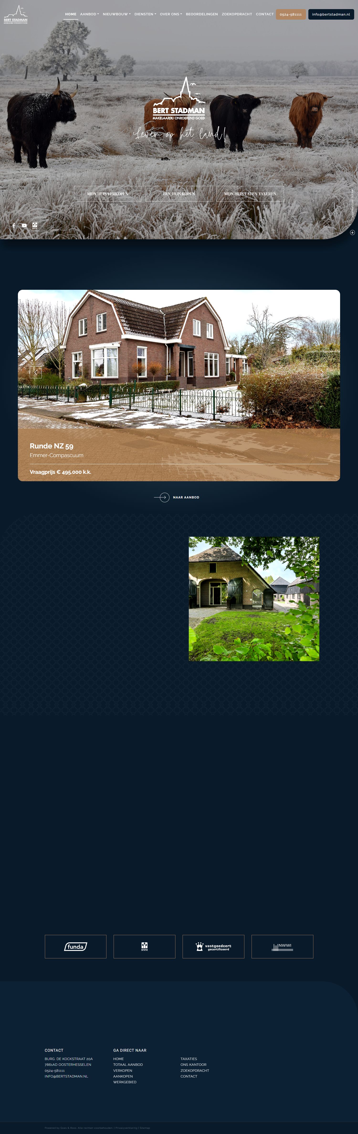Screenshot van de website van www.bertstadman.nl