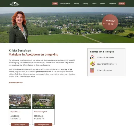 Screenshot van de website van besselsenmakelaardij.nl