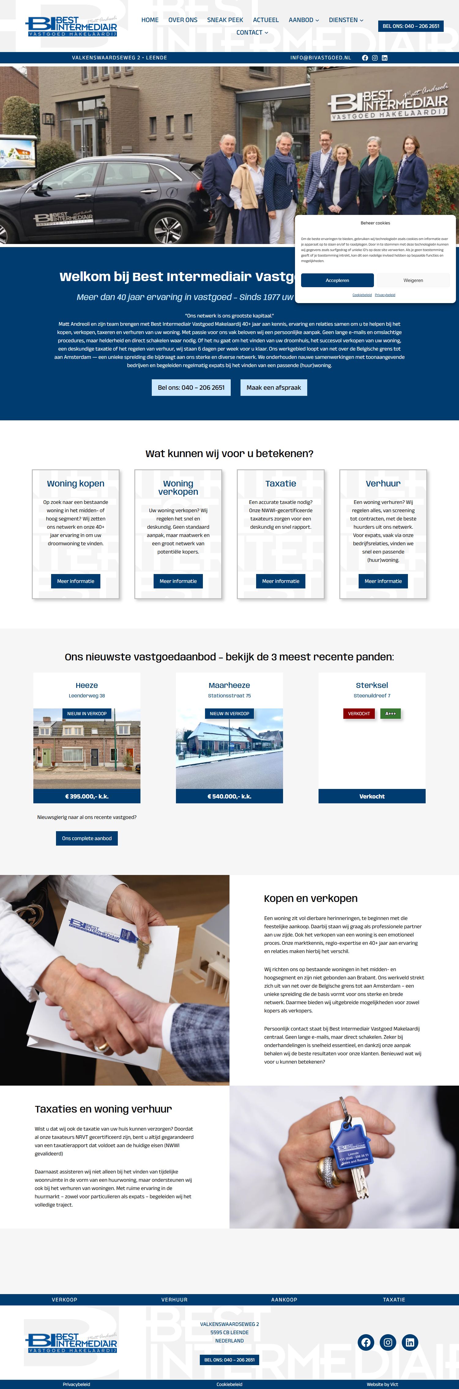 Screenshot van de website van www.bivastgoed.nl