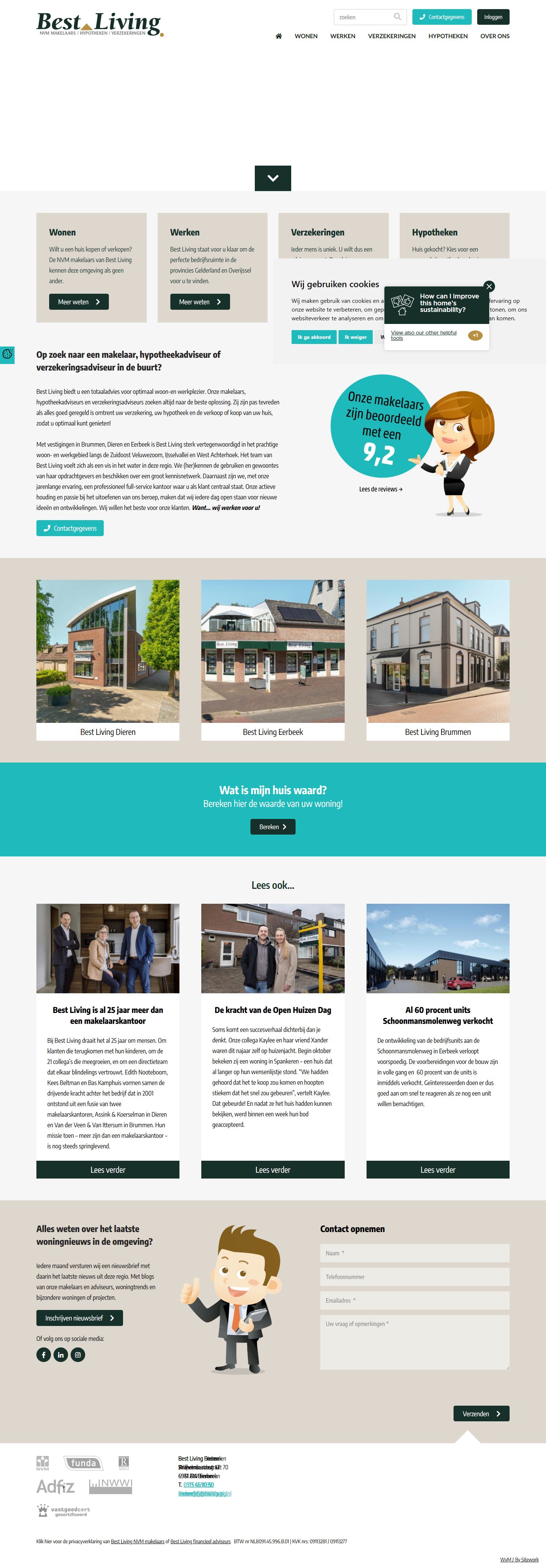 Screenshot van de website van www.bestliving.nl