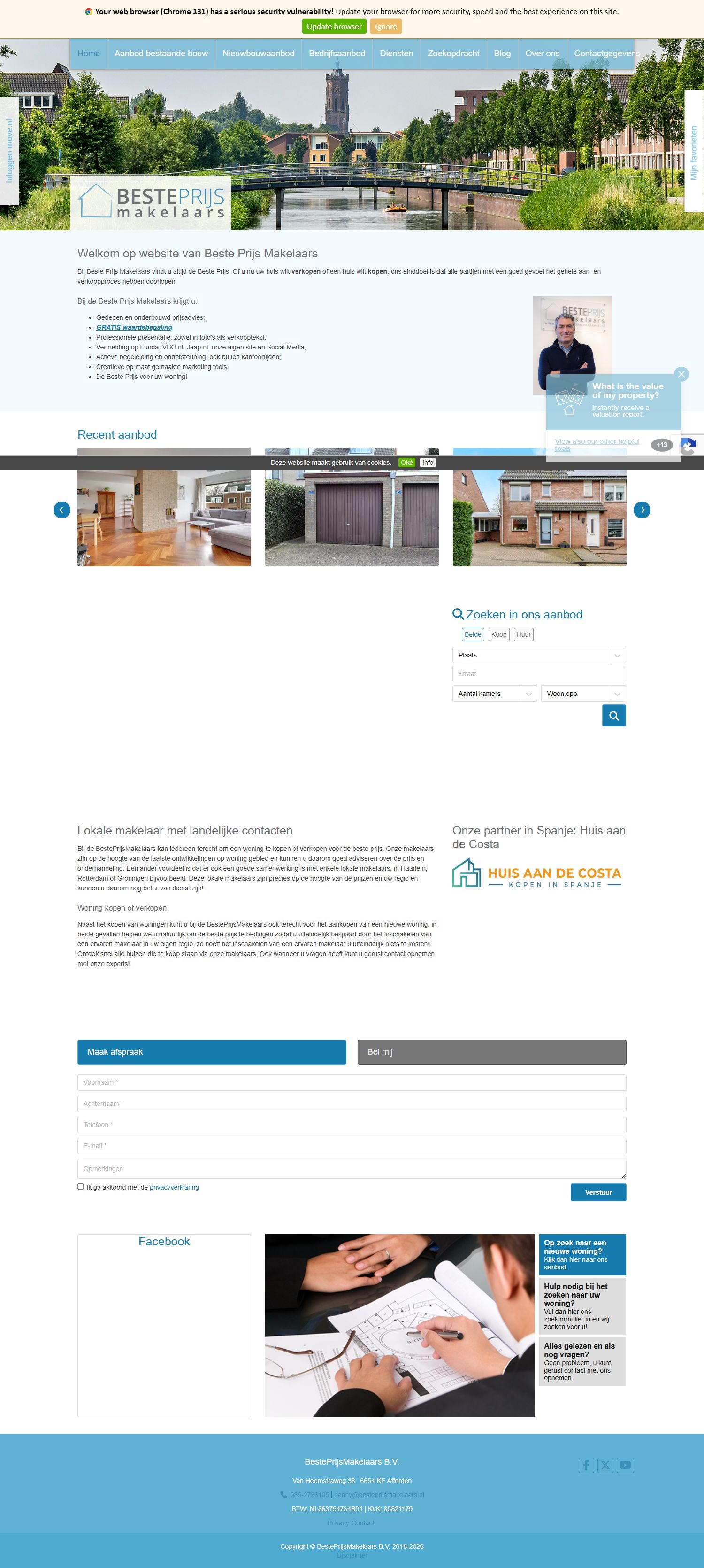 Screenshot van de website van www.besteprijsmakelaars.nl